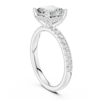 2Ct Asscher Cut Halo Moissanite Ring Elegant Bridal Engagement Ring