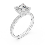 2Ct Asscher Cut Halo Moissanite Ring Elegant Bridal Engagement Ring