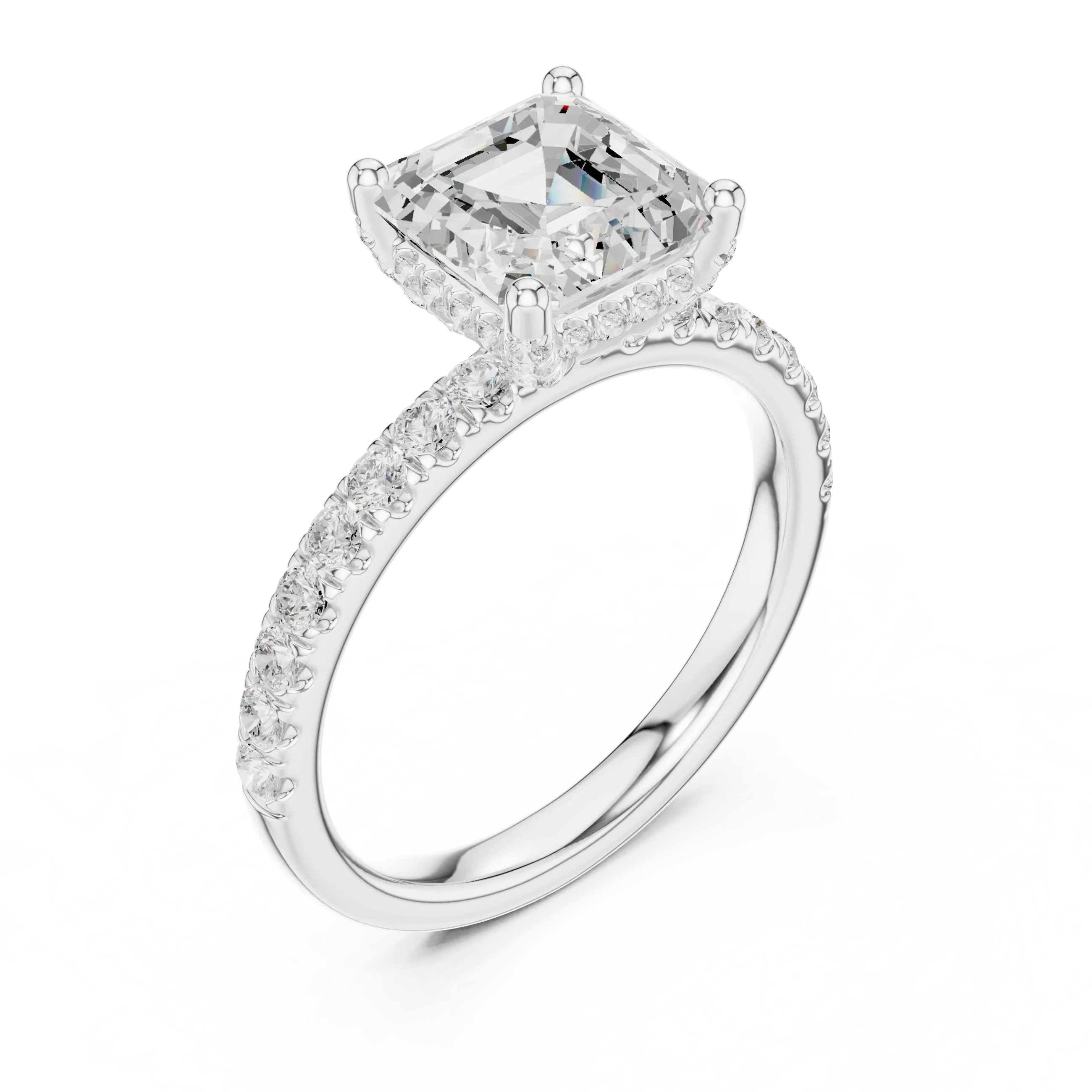 2Ct Asscher Cut Halo Moissanite Ring Elegant Bridal Engagement Ring
