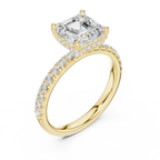 2Ct Asscher Cut Halo Moissanite Ring Elegant Bridal Engagement Ring