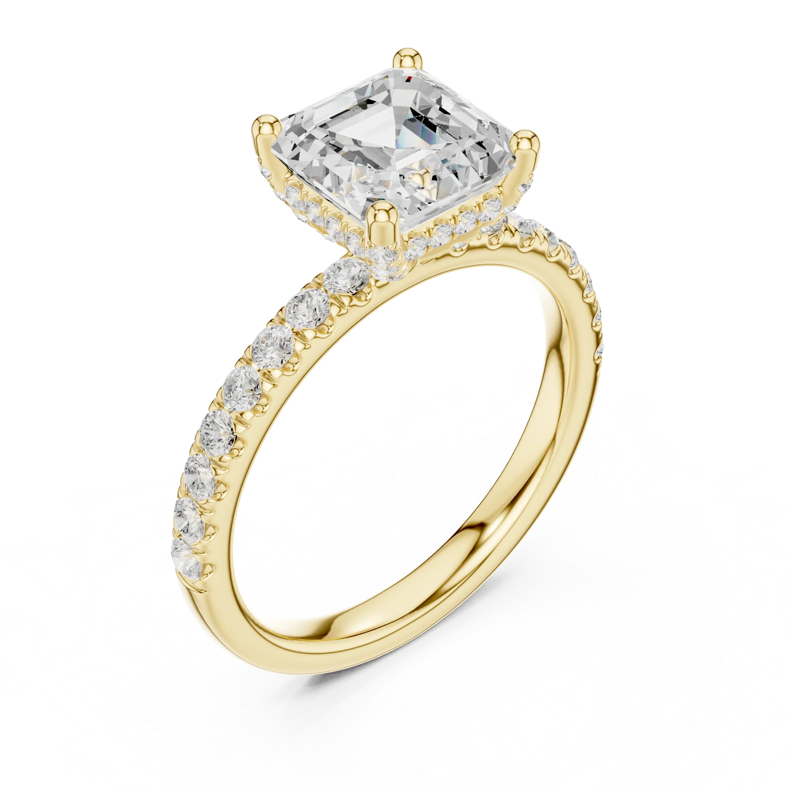 2Ct Asscher Cut Halo Moissanite Ring Elegant Bridal Engagement Ring