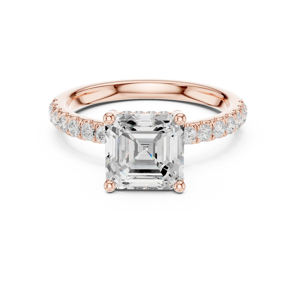 2Ct Asscher Cut Halo Moissanite Ring Elegant Bridal Engagement Ring