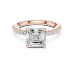 2Ct Asscher Cut Halo Moissanite Ring Elegant Bridal Engagement Ring