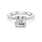 2Ct Asscher Cut Halo Moissanite Ring Elegant Bridal Engagement Ring