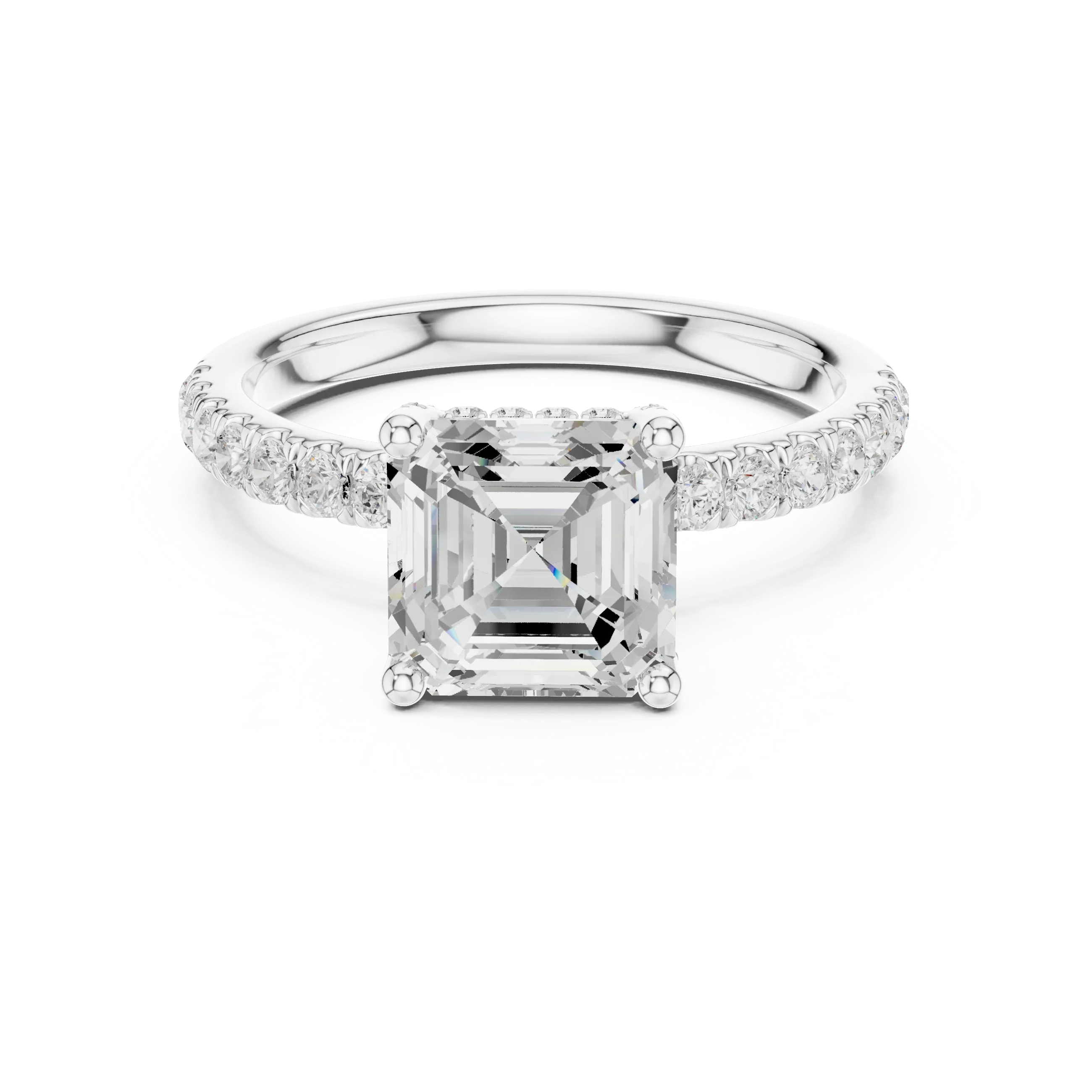 2Ct Asscher Cut Halo Moissanite Ring Elegant Bridal Engagement Ring