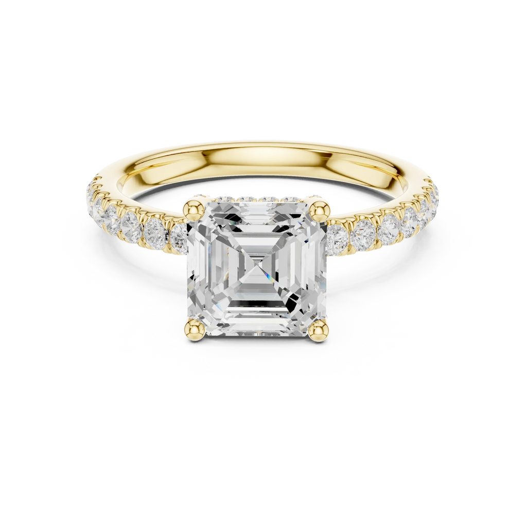 2Ct Asscher Cut Halo Moissanite Ring Elegant Bridal Engagement Ring