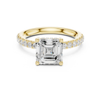 2Ct Asscher Cut Halo Moissanite Ring Elegant Bridal Engagement Ring