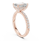 2.57 CT Emerald Cut Moissanite Hidden Halo Pave Set Band Wedding Ring