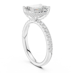 2.57 CT Emerald Cut Moissanite Hidden Halo Pave Set Band Wedding Ring