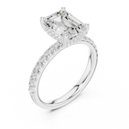 2.57 CT Emerald Cut Moissanite Hidden Halo Pave Set Band Wedding Ring