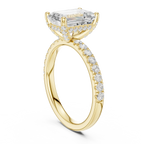 2.57 CT Emerald Cut Moissanite Hidden Halo Pave Set Band Wedding Ring