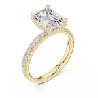 2.57 CT Emerald Cut Moissanite Hidden Halo Pave Set Band Wedding Ring