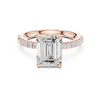 2.57 CT Emerald Cut Moissanite Hidden Halo Pave Set Band Wedding Ring