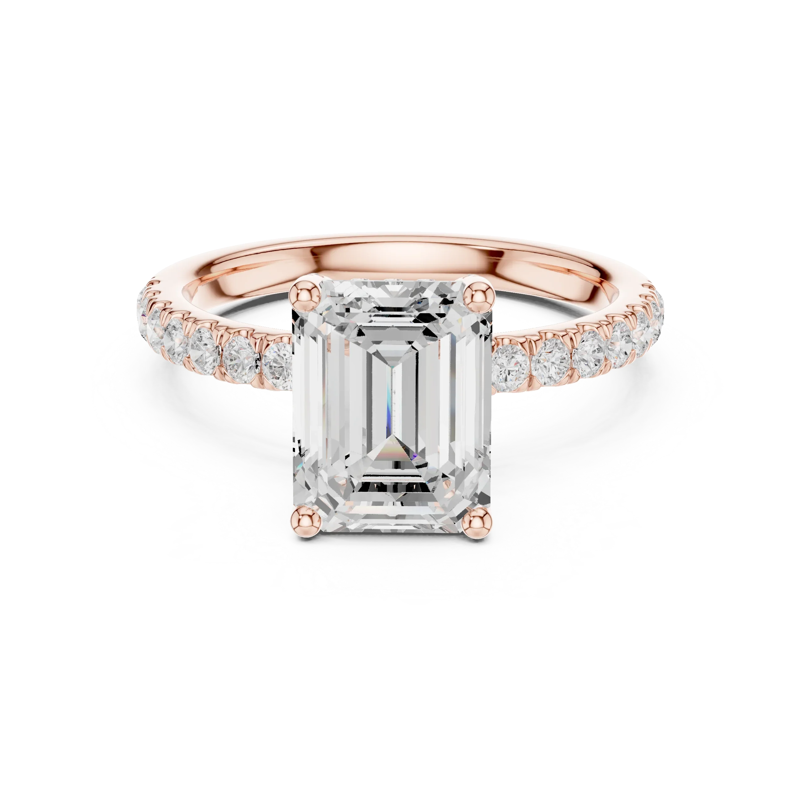 2.57 CT Emerald Cut Moissanite Hidden Halo Pave Set Band Wedding Ring