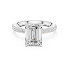 2.57 CT Emerald Cut Moissanite Hidden Halo Pave Set Band Wedding Ring