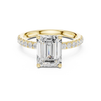 2.57 CT Emerald Cut Moissanite Hidden Halo Pave Set Band Wedding Ring
