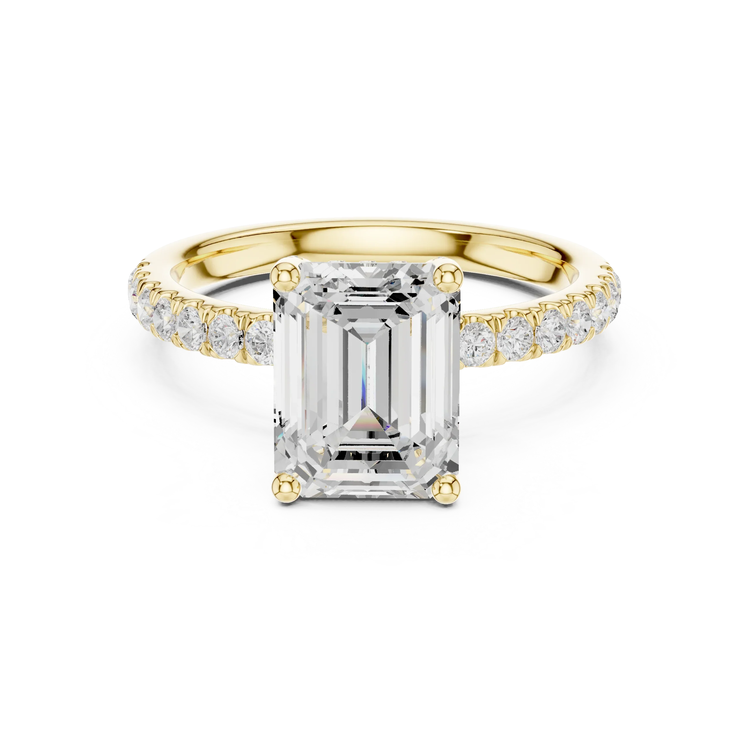2.57 CT Emerald Cut Moissanite Hidden Halo Pave Set Band Wedding Ring