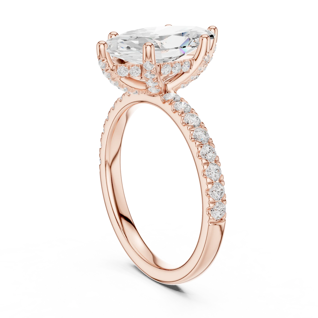Marquise Diamond Engagement Ring 2ct Eternity Diamond Band 14k Yellow Gold