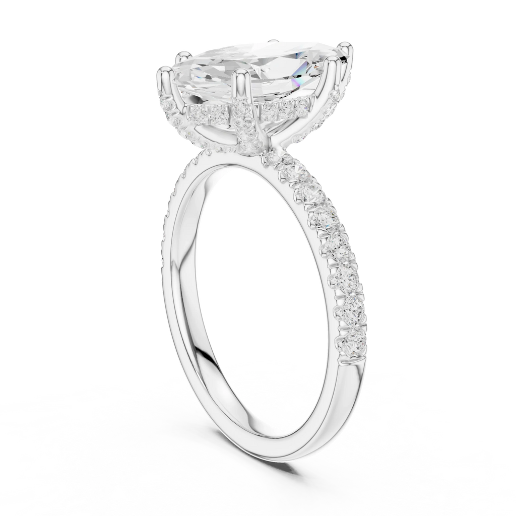 Marquise Diamond Engagement Ring 2ct Eternity Diamond Band 14k Yellow Gold