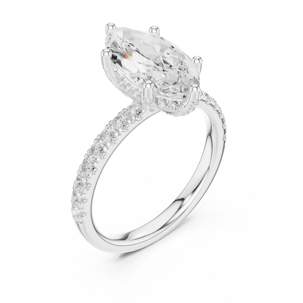Marquise Diamond Engagement Ring 2ct Eternity Diamond Band 14k Yellow Gold