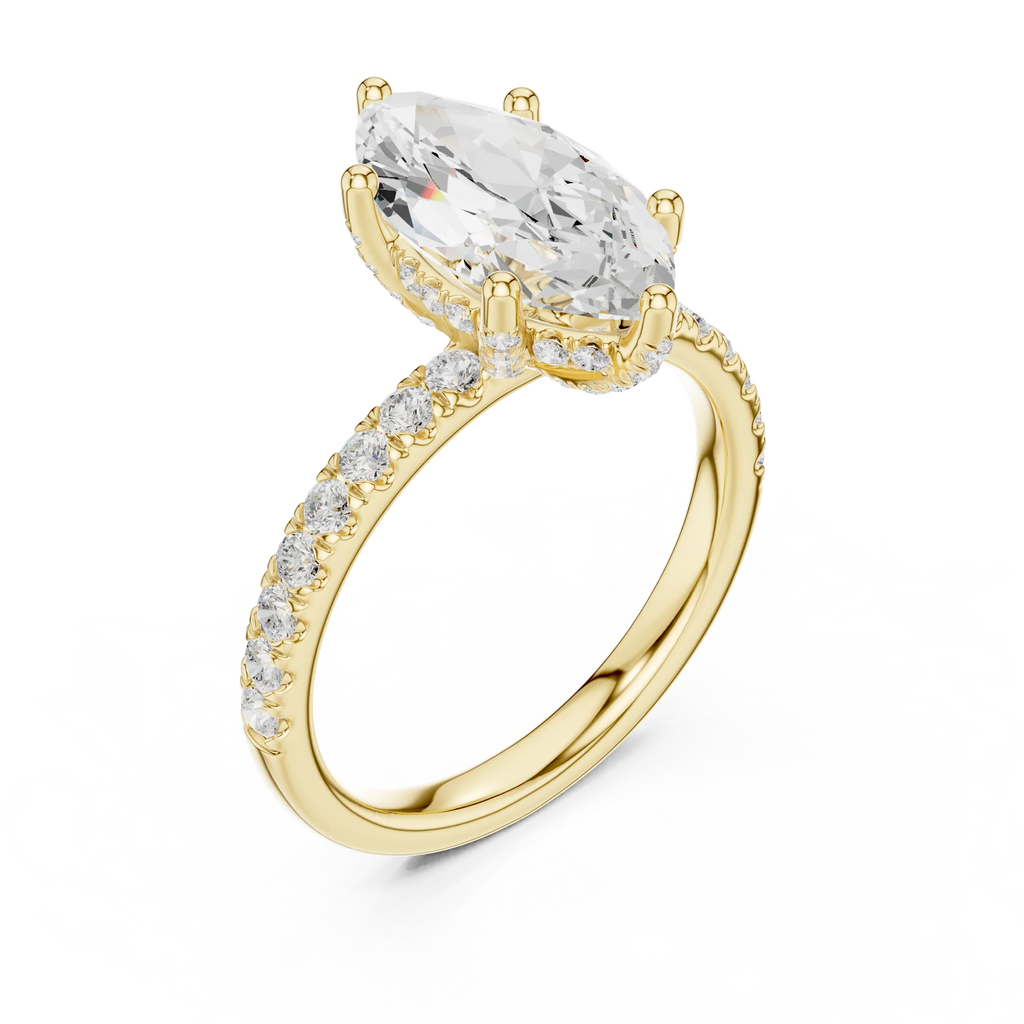 Marquise Diamond Engagement Ring 2ct Eternity Diamond Band 14k Yellow Gold