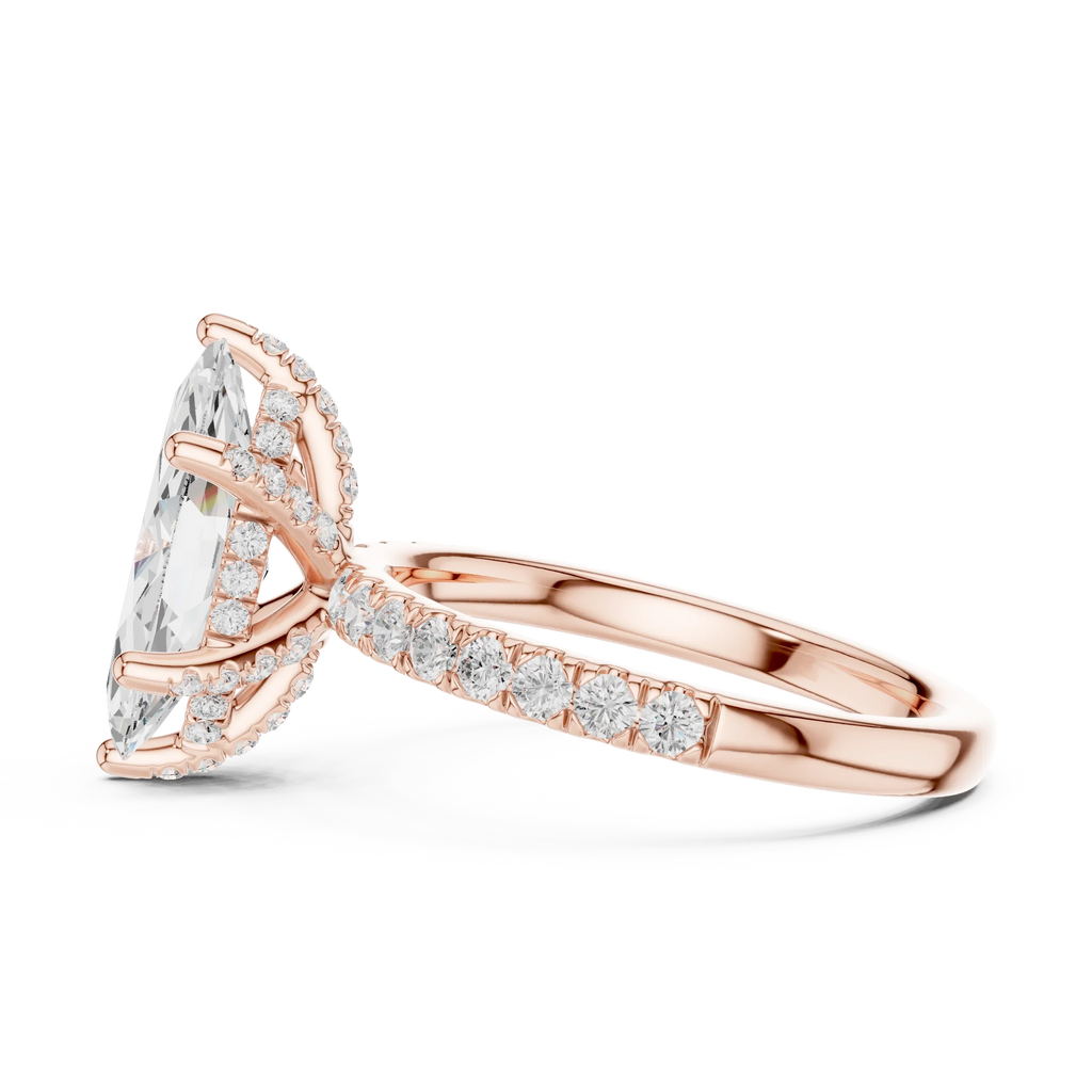 Marquise Diamond Engagement Ring 2ct Eternity Diamond Band 14k Yellow Gold