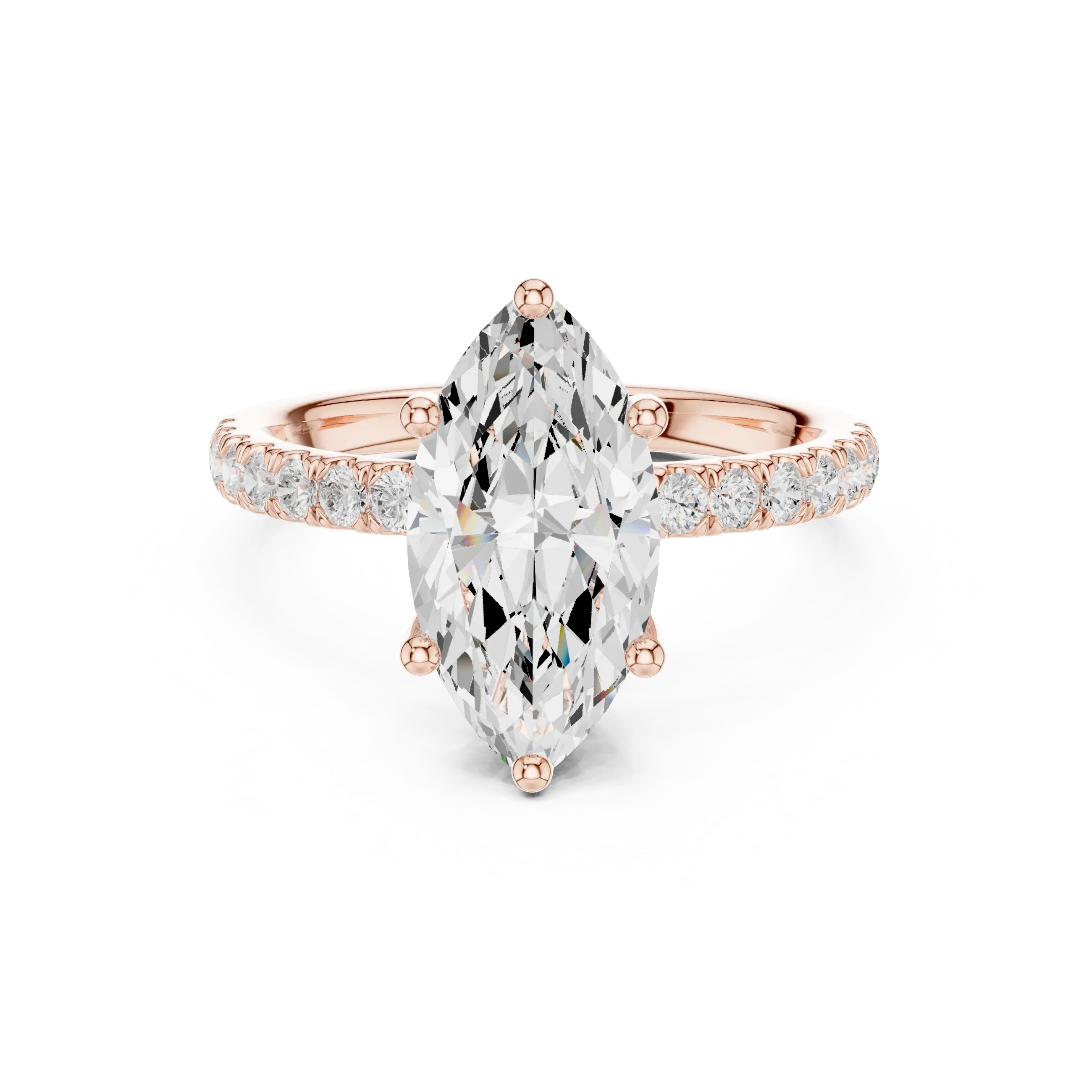 Marquise Diamond Engagement Ring 2ct Eternity Diamond Band 14k Yellow Gold