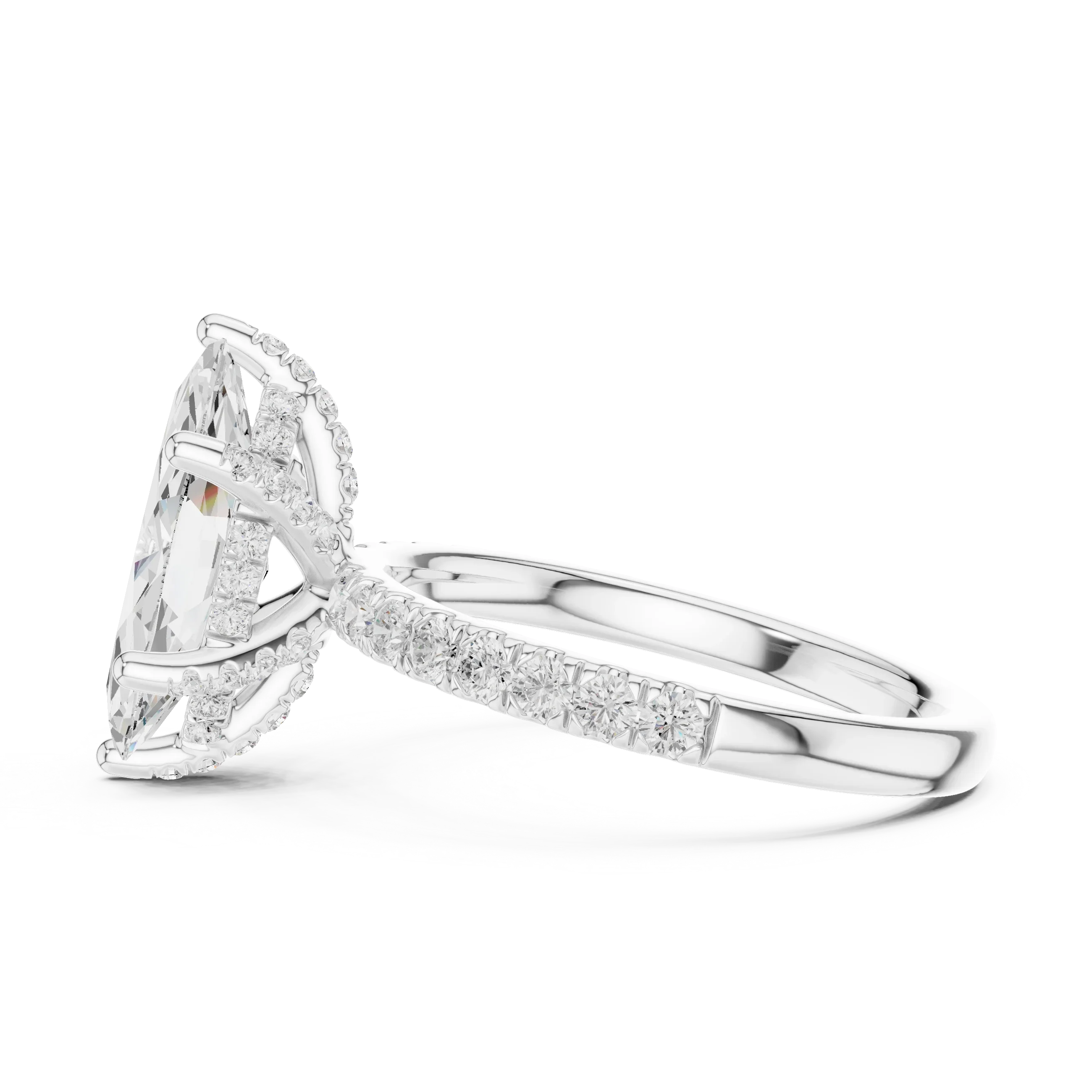 Marquise Diamond Engagement Ring 2ct Eternity Diamond Band 14k Yellow Gold