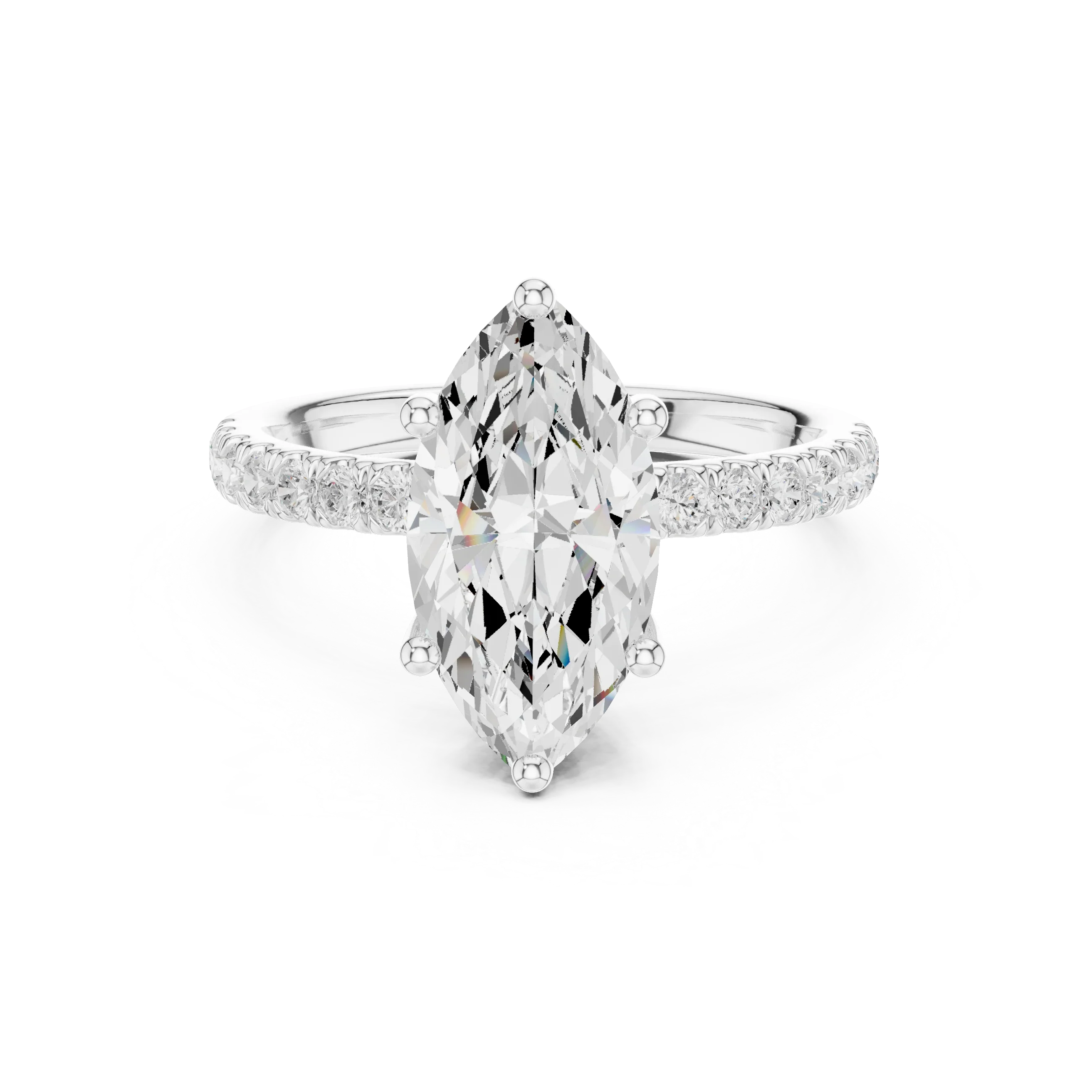 Marquise Diamond Engagement Ring 2ct Eternity Diamond Band 14k Yellow Gold
