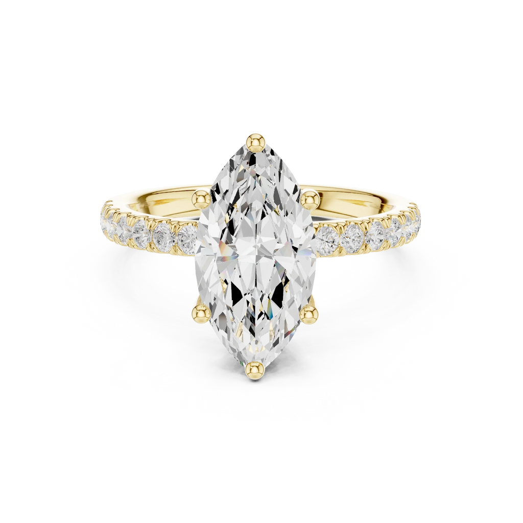 Marquise Diamond Engagement Ring 2ct Eternity Diamond Band 14k Yellow Gold