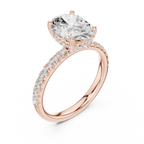 2.57 CT Oval Cut Moissanite Hidden Halo Pave Set Band Wedding Ring in 14K Yellow Gold