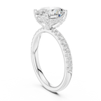 2.57 CT Oval Cut Moissanite Hidden Halo Pave Set Band Wedding Ring in 14K Yellow Gold
