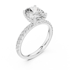 2.57 CT Oval Cut Moissanite Hidden Halo Pave Set Band Wedding Ring in 14K Yellow Gold