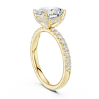 2.57 CT Oval Cut Moissanite Hidden Halo Pave Set Band Wedding Ring in 14K Yellow Gold