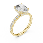2.57 CT Oval Cut Moissanite Hidden Halo Pave Set Band Wedding Ring in 14K Yellow Gold