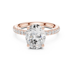 2.57 CT Oval Cut Moissanite Hidden Halo Pave Set Band Wedding Ring in 14K Yellow Gold