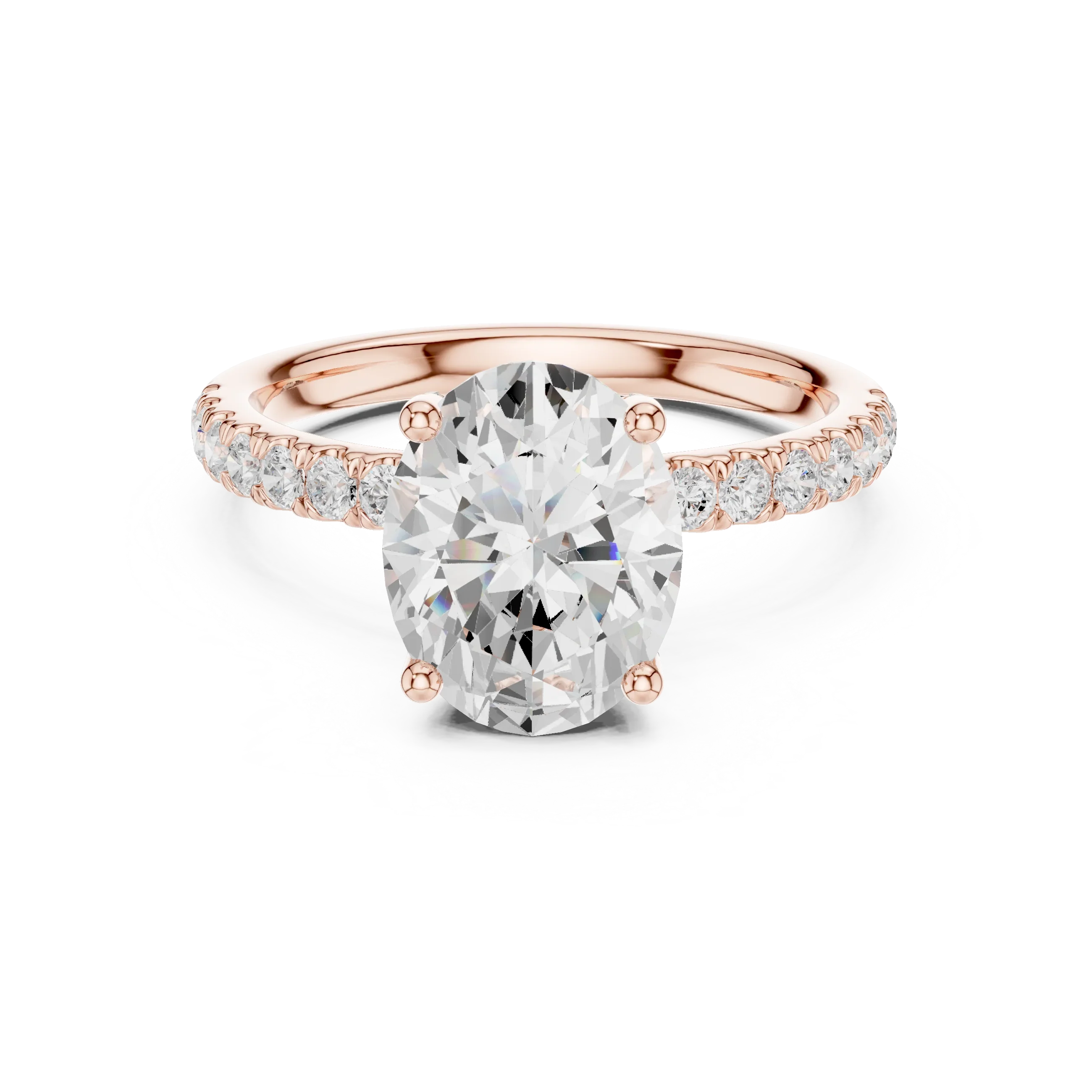 2.57 CT Oval Cut Moissanite Hidden Halo Pave Set Band Wedding Ring in 14K Yellow Gold