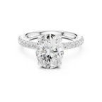 2.57 CT Oval Cut Moissanite Hidden Halo Pave Set Band Wedding Ring in 14K Yellow Gold