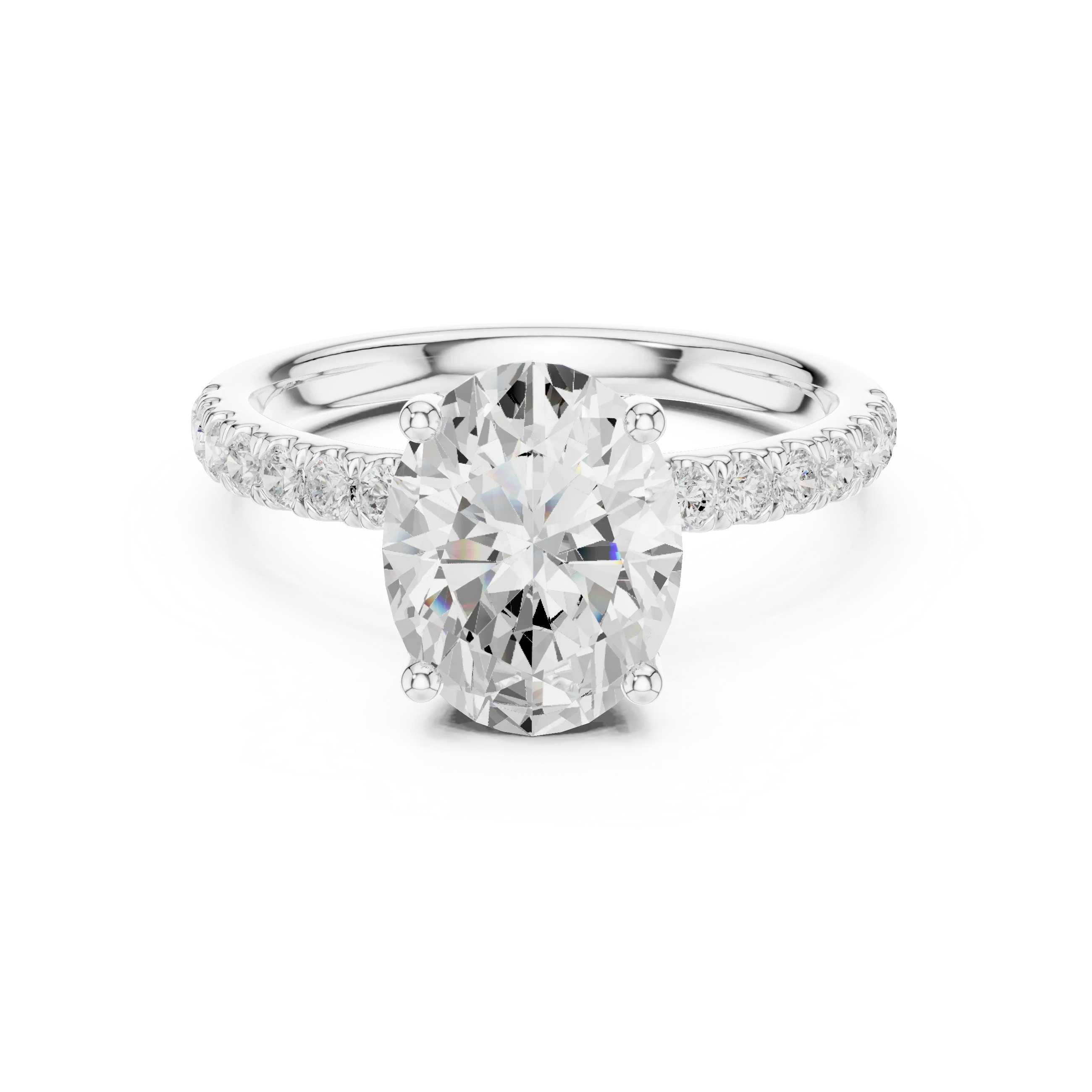2.57 CT Oval Cut Moissanite Hidden Halo Pave Set Band Wedding Ring in 14K Yellow Gold