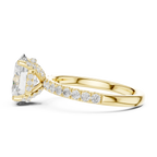 2.57 CT Oval Cut Moissanite Hidden Halo Pave Set Band Wedding Ring in 14K Yellow Gold
