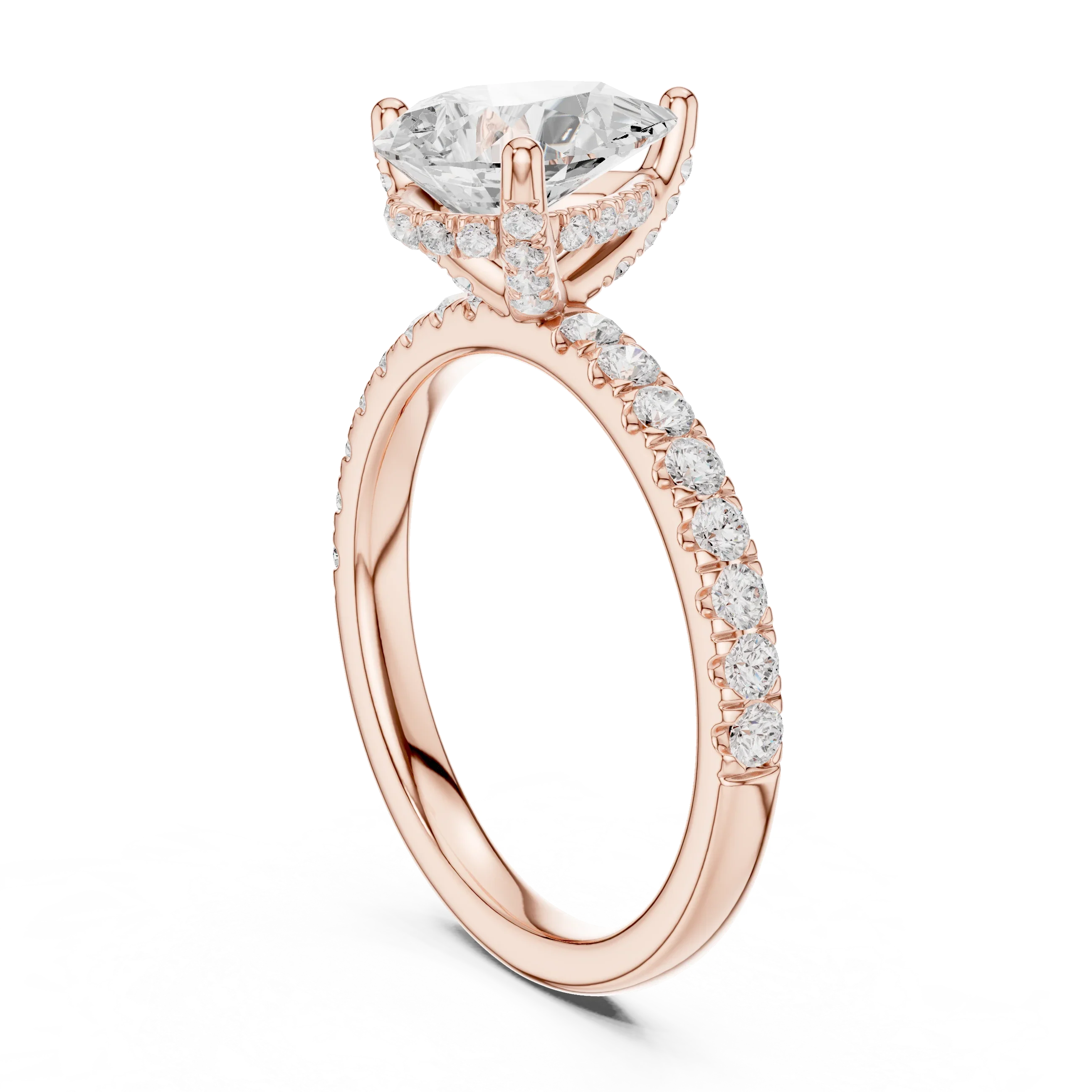 2.57 CT Pear Cut Moissanite Hidden Halo Pave Set Band Wedding Ring in 14K Yellow Gold