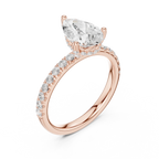 2.57 CT Pear Cut Moissanite Hidden Halo Pave Set Band Wedding Ring in 14K Yellow Gold