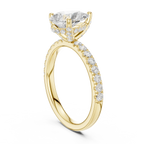 2.57 CT Pear Cut Moissanite Hidden Halo Pave Set Band Wedding Ring in 14K Yellow Gold