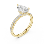 2.57 CT Pear Cut Moissanite Hidden Halo Pave Set Band Wedding Ring in 14K Yellow Gold
