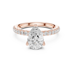2.57 CT Pear Cut Moissanite Hidden Halo Pave Set Band Wedding Ring in 14K Yellow Gold