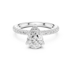 2.57 CT Pear Cut Moissanite Hidden Halo Pave Set Band Wedding Ring in 14K Yellow Gold