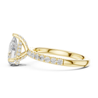 2.57 CT Pear Cut Moissanite Hidden Halo Pave Set Band Wedding Ring in 14K Yellow Gold