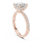 2.57 CT Princess Cut Moissanite Hidden Halo Pave Set Band Wedding Ring in 14K Yellow Gold