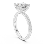 2.57 CT Princess Cut Moissanite Hidden Halo Pave Set Band Wedding Ring in 14K Yellow Gold