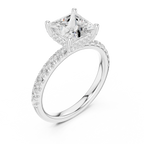 2.57 CT Princess Cut Moissanite Hidden Halo Pave Set Band Wedding Ring in 14K Yellow Gold
